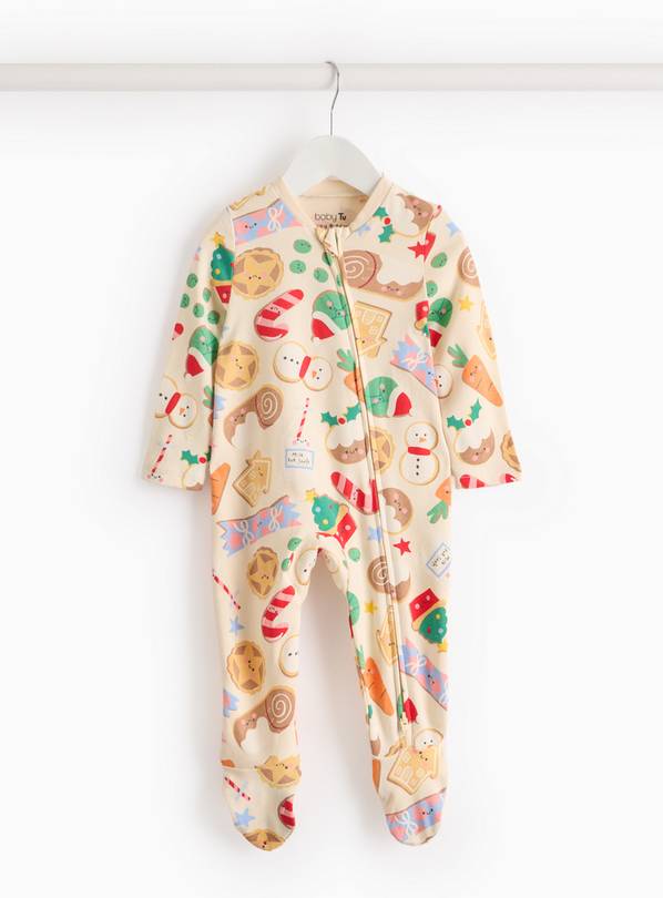 Christmas Food Print Zip-Through Sleepsuit 3-6 months